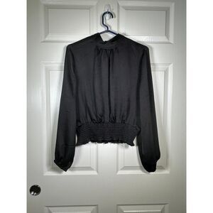 Francesca's Women's Black Long Sleeve Blouse - Large